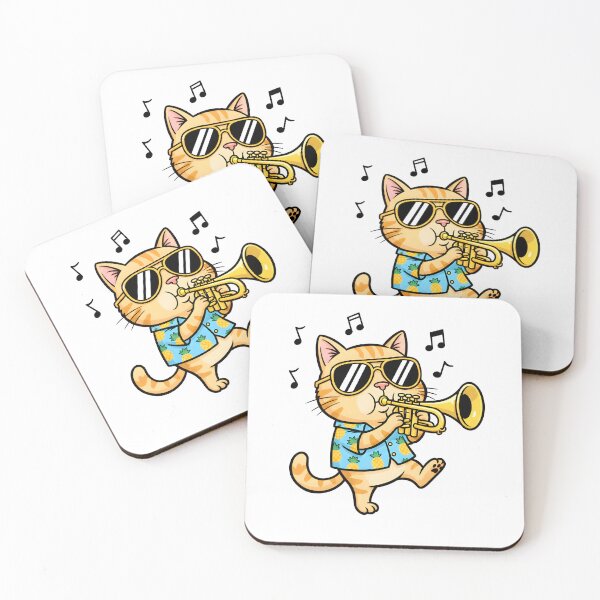 Item preview, Funny Cat with Sunglasses Playing Trumpet  Cool Music Cat Decal Gift for Cat Lovers, Musicians designed and sold by zaki ⭐⭐⭐⭐⭐.
