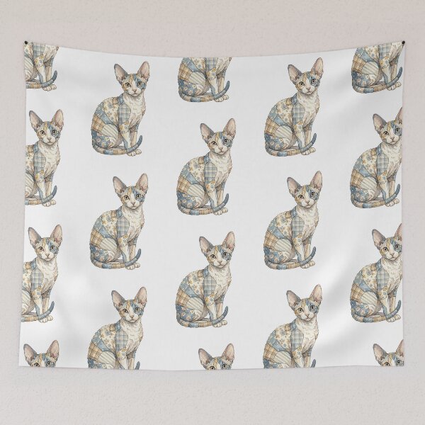Item preview, Cute Cornish Rex Cat Patchwork designed and sold by bapupa.