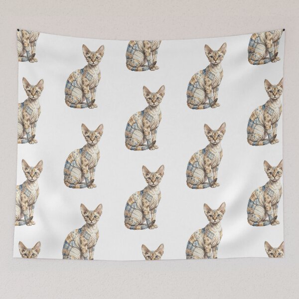 Item preview, Cute Devon Rex Cat Patchwork designed and sold by bapupa.