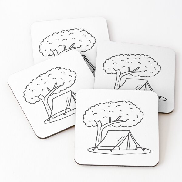 Item preview, A tent pitched beneath a tree, flap slightly ajar   designed and sold by rasagamastore.