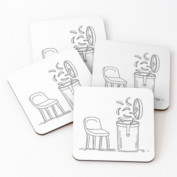Item preview, A trash bin behind a chair with banana peels falling out   designed and sold by rasagamastore.