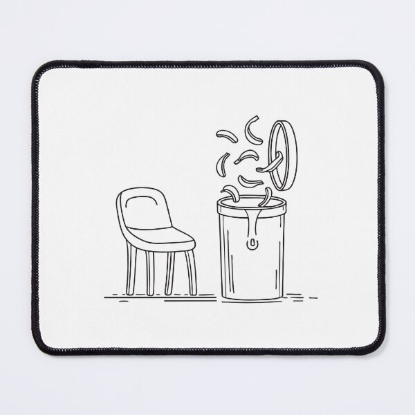 Item preview, A trash bin behind a chair with banana peels falling out designed and sold by rasagamastore.