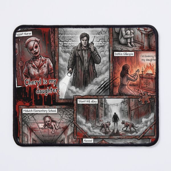Item preview, Silent Hill Harry's Journey Foggy Town Alessa Cult Lakeside Amusement Park Cybil Kaufman Otherworld Church Monster Collage Fan Art Poster T-Shirt Sticker Print Gift designed and sold by Senpaiwaves.