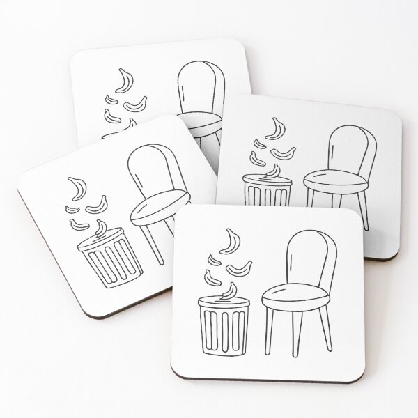 Item preview, A trash bin beside a chair with banana peels falling out   designed and sold by rasagamastore.