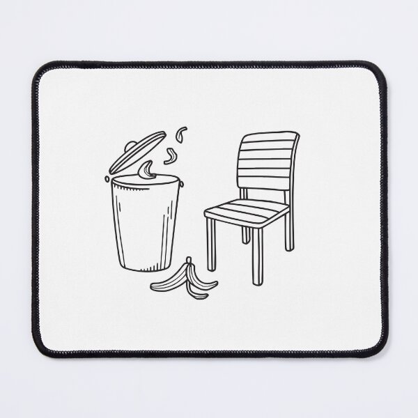 Item preview, A trash bin close to a chair, banana peels scattered beside it designed and sold by rasagamastore.