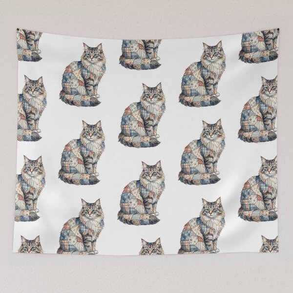 Item preview, Cute Norwegian Forest Cat Patchwork designed and sold by bapupa.