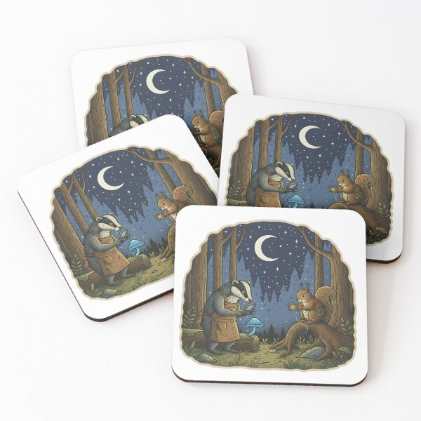 Item preview, Whimsical Woodland Friends Under the Moon designed and sold by Senkov.