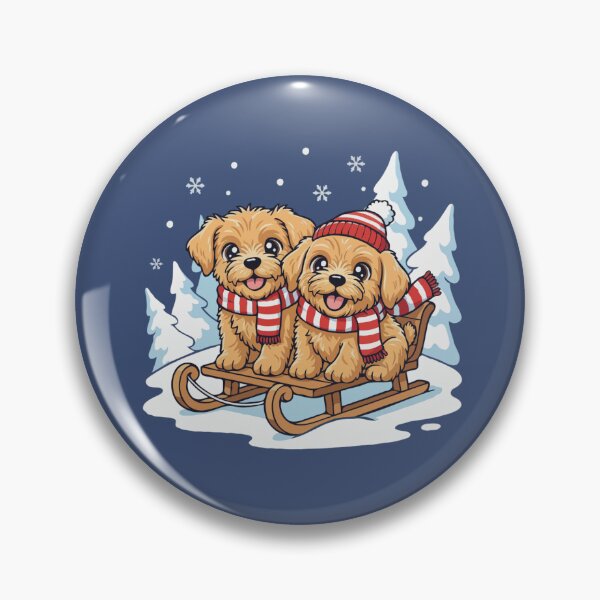 Item preview, Cute Soft Coated Wheaten Terrier Sledding Puppies | Happy Winter Puppy designed and sold by The Real Life Symphony.