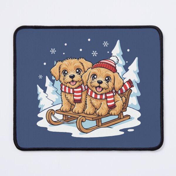 Item preview, Cute Soft Coated Wheaten Terrier Sledding Puppies | Happy Winter Puppy designed and sold by The Real Life Symphony.