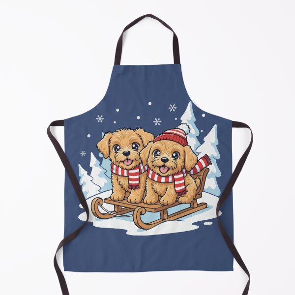Item preview, Cute Soft Coated Wheaten Terrier Sledding Puppies | Happy Winter Puppy designed and sold by The Real Life Symphony.