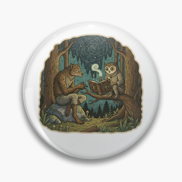 Item preview, Mystical Forest Tale – Owl Mage and Werewolf Under the Stars designed and sold by Senkov.