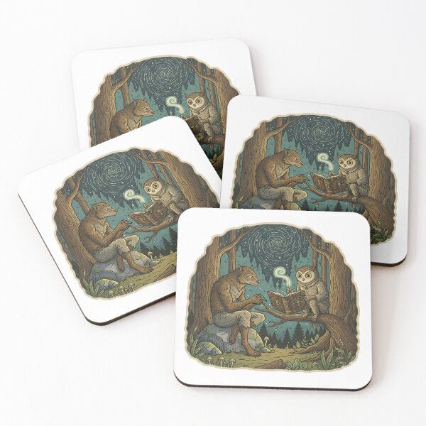 Item preview, Mystical Forest Tale – Owl Mage and Werewolf Under the Stars designed and sold by Senkov.