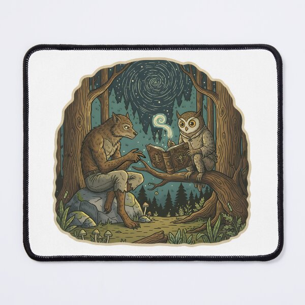Item preview, Mystical Forest Tale – Owl Mage and Werewolf Under the Stars designed and sold by Senkov.