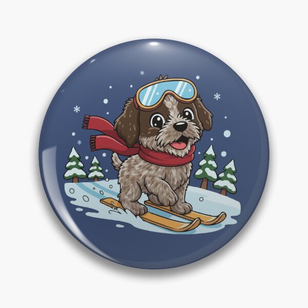 Item preview, Cute German Wirehaired Pointer Skiing Puppy | Happy Winter Puppy designed and sold by The Real Life Symphony.