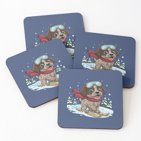 Item preview, Cute German Wirehaired Pointer Skiing Puppy | Happy Winter Puppy designed and sold by The Real Life Symphony.