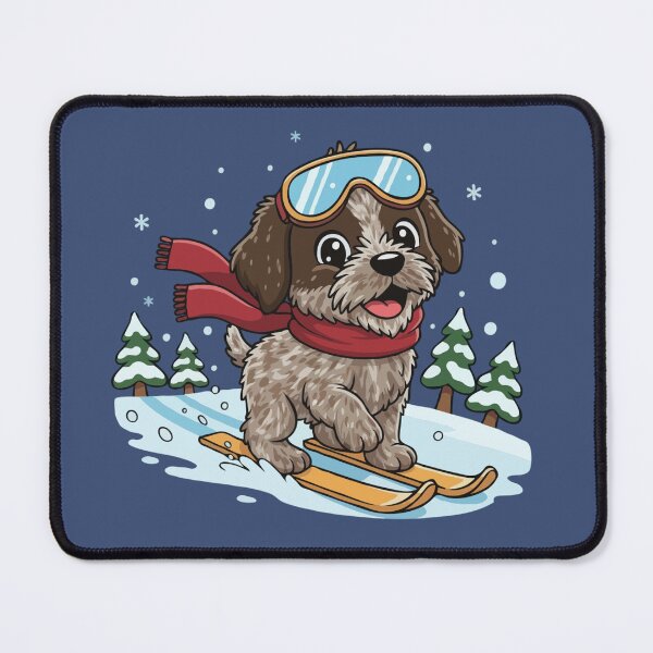 Item preview, Cute German Wirehaired Pointer Skiing Puppy | Happy Winter Puppy designed and sold by The Real Life Symphony.