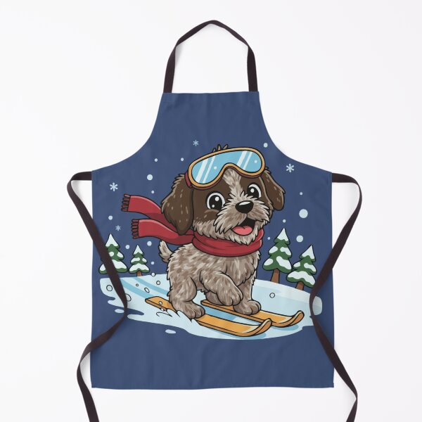 Item preview, Cute German Wirehaired Pointer Skiing Puppy | Happy Winter Puppy designed and sold by The Real Life Symphony.
