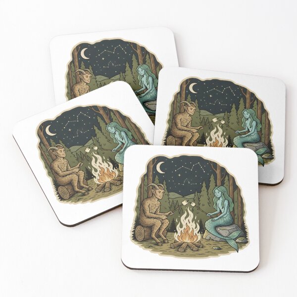 Item preview, Forest Campfire Mythical Creatures – Satyr and Mermaid designed and sold by Senkov.