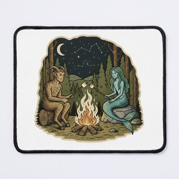 Item preview, Forest Campfire Mythical Creatures – Satyr and Mermaid designed and sold by Senkov.