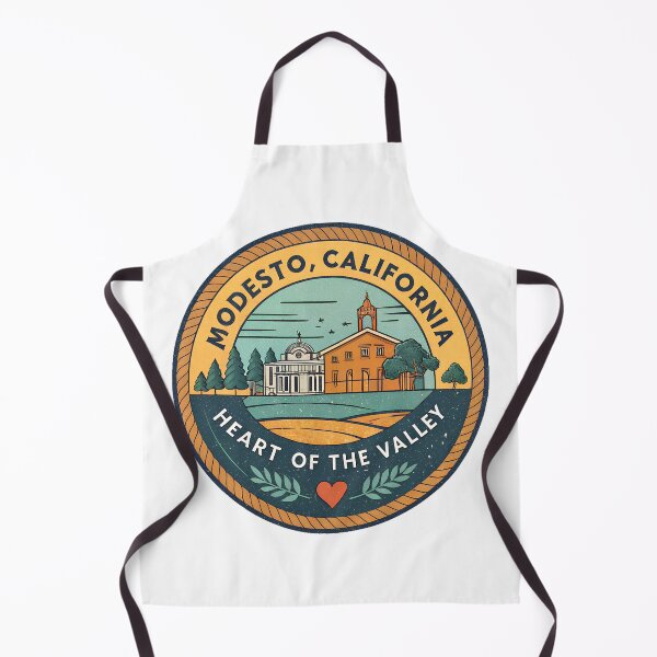Item preview, Modesto California Vintage Travel Badge – Heart of the Valley Retro & Shirt Design designed and sold by VividOrganica.
