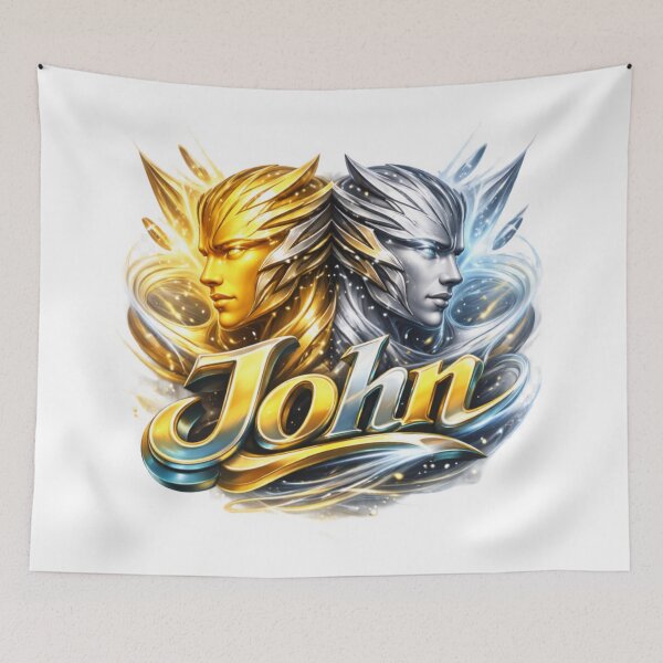Item preview, John Gemini – Dual Energy Zodiac Name Fantasy Art Design designed and sold by AlexLineArt.