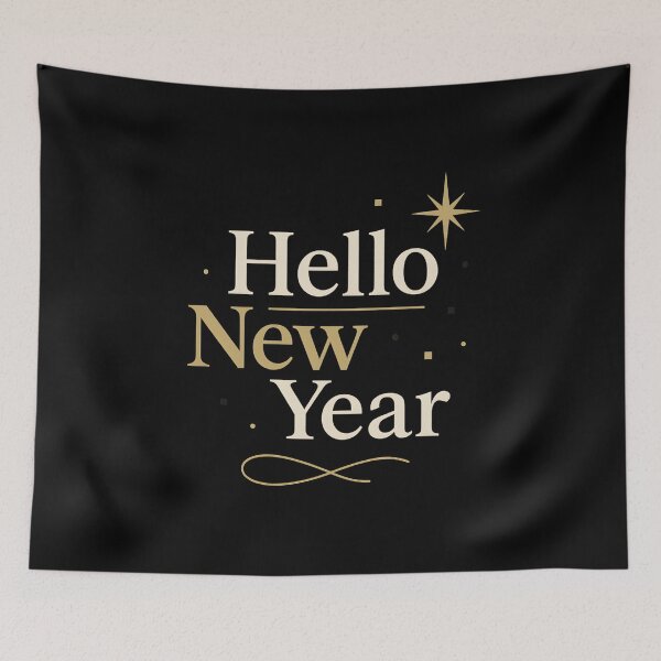 Item preview, Hello New Year – Elegant Gold Typography Celebration Design designed and sold by ArcadiaSilence.