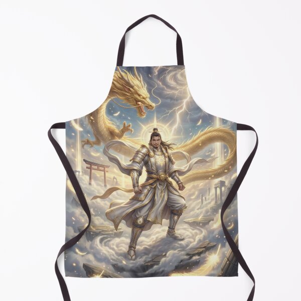 Item preview, Heavenly Samurai Warrior with Golden Dragon | Celestial Japanese Myth Art designed and sold by Mori-no-Akari.