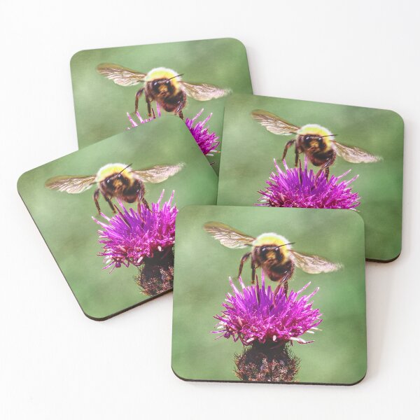 Item preview, honey bee hovering over thistle designed and sold by ChimaHome.