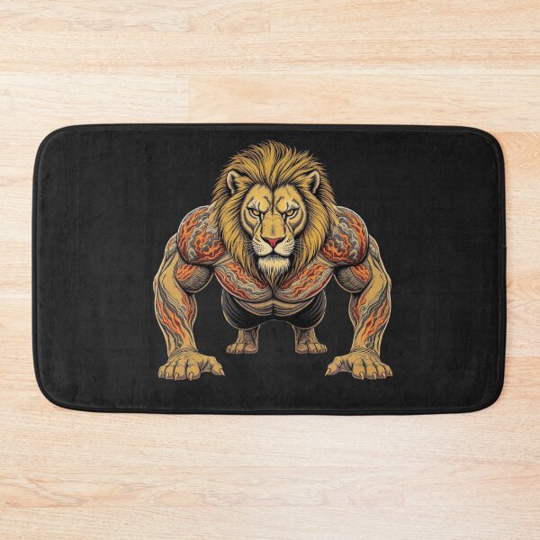 Item preview, Lion Alpha Strength Tattoo Art | One Finger Push Up Lion Gym Design | Japanese Irezumi Fitness Illustration designed and sold by ColorSplash123.