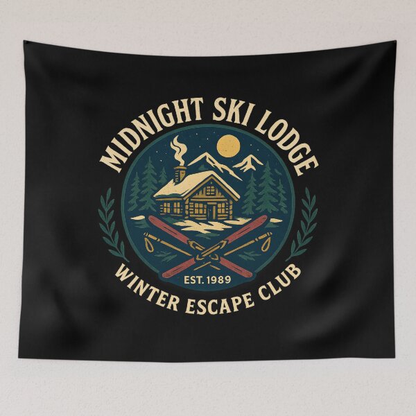 Item preview, Midnight Ski Lodge – Vintage Winter Escape Club Mountain Design designed and sold by ArcadiaSilence.