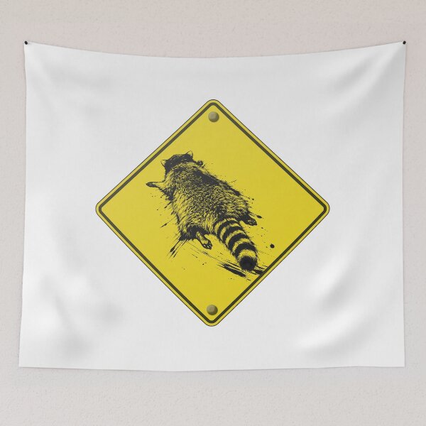 Item preview, Drunk Raccoon Ahead – Funny Warning Sign Meme designed and sold by JaaGo PopLab.