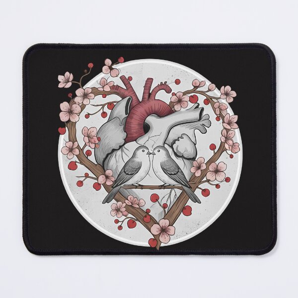 Item preview, Anatomical Heart in Bloom with Love Birds  designed and sold by Ayshopcog.