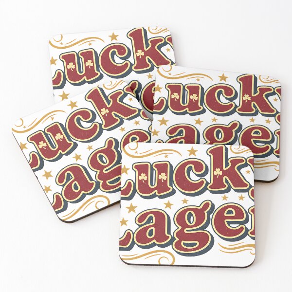 Item preview, Lucky Lager vintage typography art – retro beer style illustration designed and sold by Gilded Dreams.
