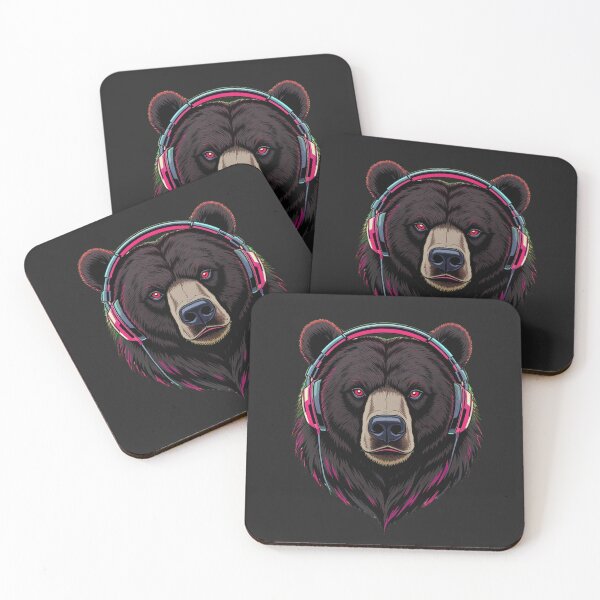 Item preview, Bear Headphones Illustration | Chill Bass Bear Head Vector Art | Dark Music Streetwear Design designed and sold by ColorSplash123.