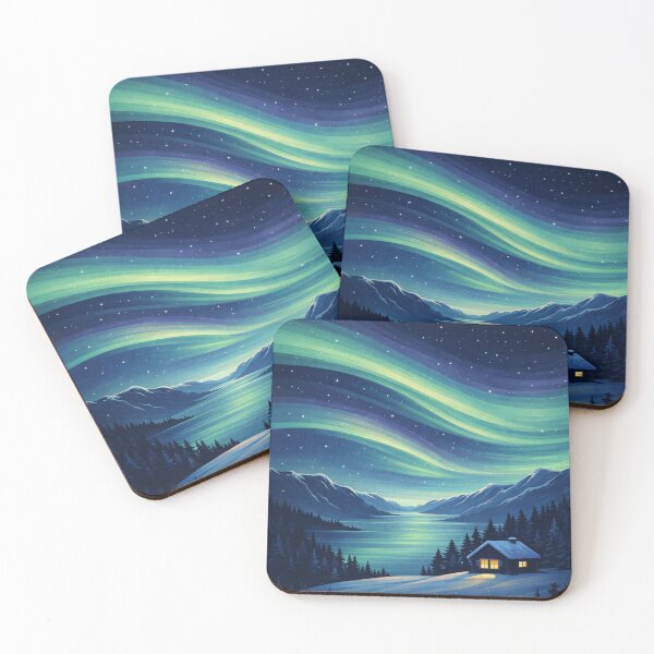 Item preview, Nordic Aurora Cabin – Northern Lights Over Fjord (Scandinavia) designed and sold by Planthem.