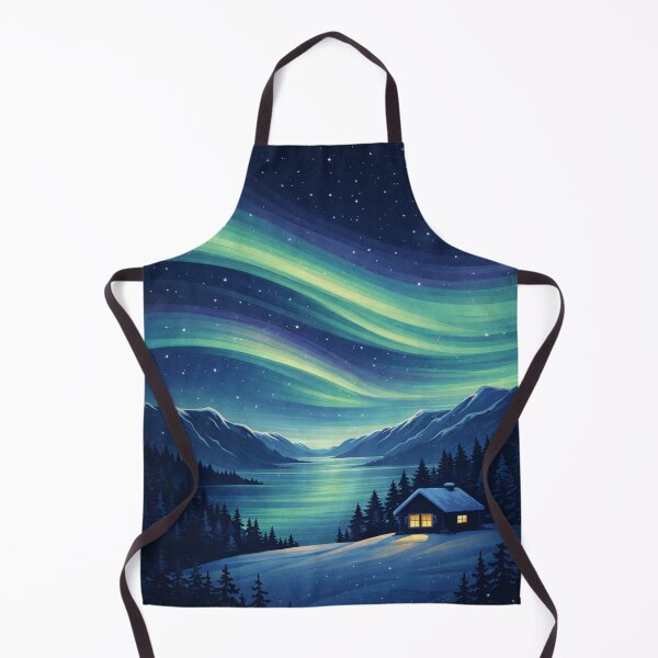 Item preview, Nordic Aurora Cabin – Northern Lights Over Fjord (Scandinavia) designed and sold by Planthem.