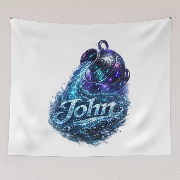 Item preview, John Aquarius – Water Bearer Zodiac Name Fantasy Art Design designed and sold by AlexLineArt.