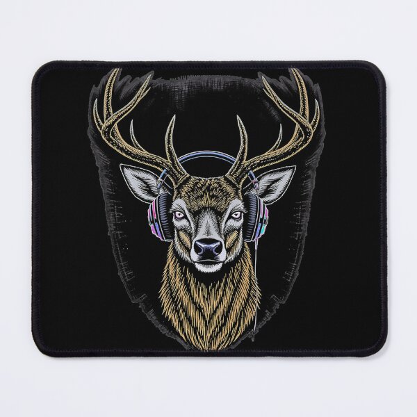 Item preview, Deer Headphones Illustration | Calm Music Deer Head Vector Art | Minimal Dark Streetwear Design designed and sold by ColorSplash123.