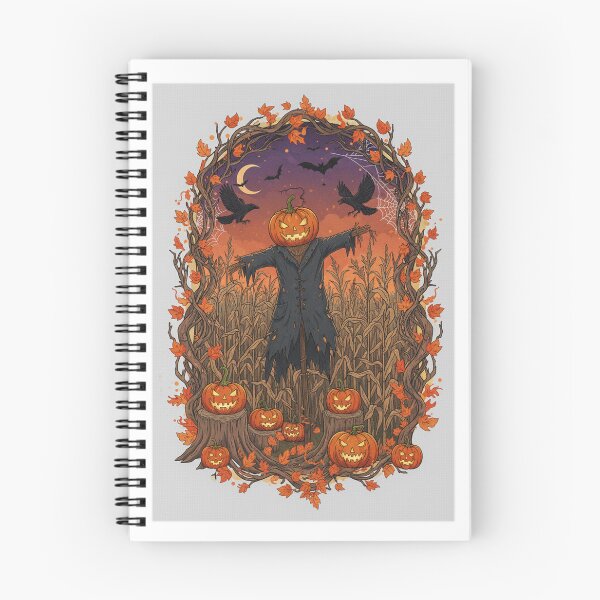 Item preview, Eerie scarecrow in a pumpkin patch - Vintage Halloween illustration designed and sold by DarkNight9.