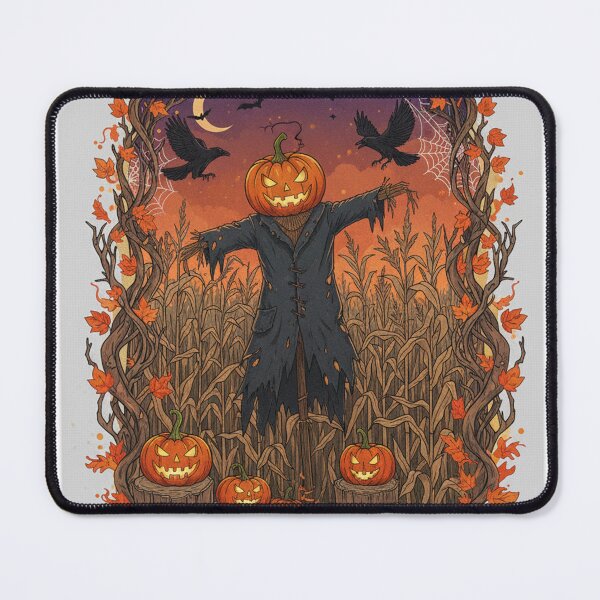 Item preview, Eerie scarecrow in a pumpkin patch - Vintage Halloween illustration designed and sold by DarkNight9.