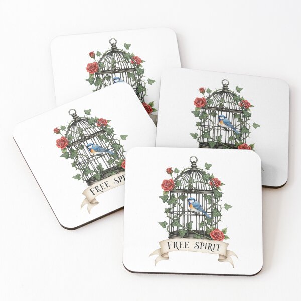 Item preview, Vintage Birdcage with Bird Art – Free Spirit, Gothic Botanical Watercolor Liberation Symbol designed and sold by Luminari Creations.