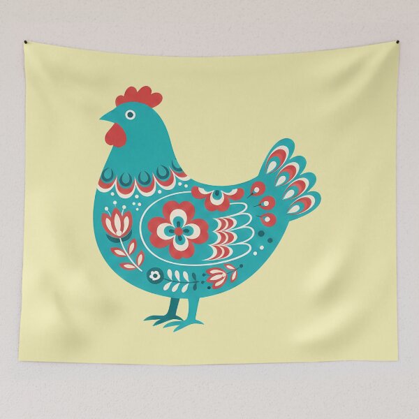 Item preview, Swedish Flower Hen & Motifs STICKER/MAGNET PACK – Turquoise Scandinavian Folk Art by heidiannemorris © designed and sold by FOLK ART FUSION by heidiannemorris.