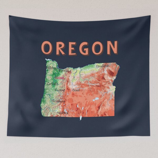Item preview, Oregon Topographic Map Art - Vintage Pacific Northwest Style designed and sold by mashmosh.