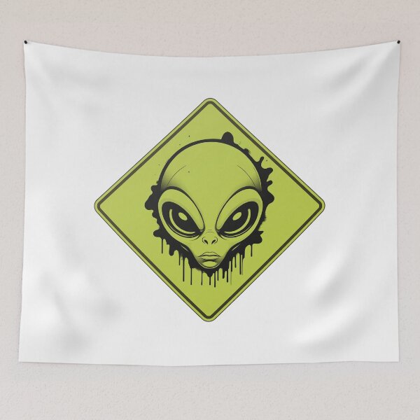 Item preview, Alien Ahead Road Sign – Sci-Fi Humor Design designed and sold by JaaGo PopLab.