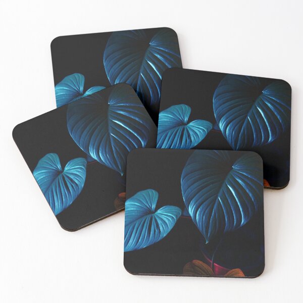 Item preview, Blue-Lit Plant Leaves – Moody Botanical Art designed and sold by N0irNest.