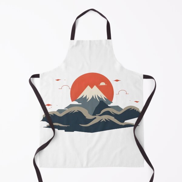 Item preview, Snow-Capped Mountain with Red Sun – Modern Stylized Landscape designed and sold by Cicandra.