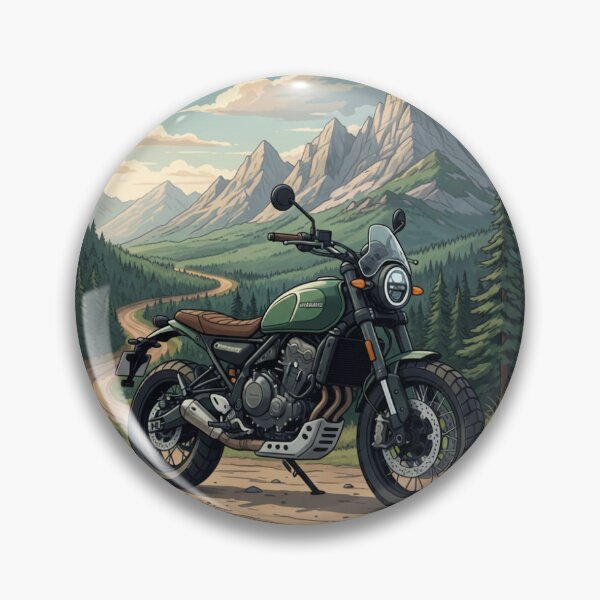 Item preview, Adventure Motorcycle in the Mountains – Vintage Scrambler Road Trip Illustration designed and sold by Priyanshu-kaii.