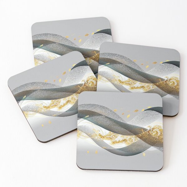 Item preview, Abstract Black, Gray and Gold Waves Floating Leaves designed and sold by Velvetia.