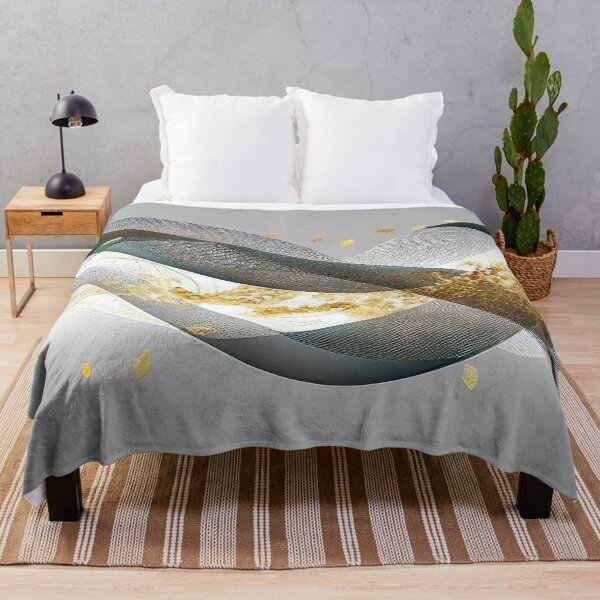 Item preview, Abstract Black, Gray and Gold Waves Floating Leaves designed and sold by Velvetia.