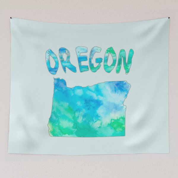 Item preview, Oregon Watercolor Silhouette - Artistic Blue & Green State Map designed and sold by mashmosh.